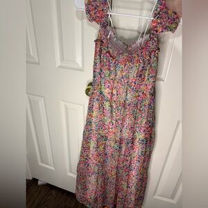 Amanda Uprichard Multicolor Floral off the shoulder maxi Dress Size Small